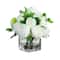 Wedding Collection 13in. Peony and Camellia Artificial Arrangement in Glass Vase
